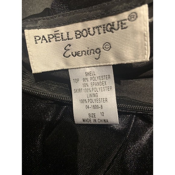 PAPELL BOUTIQUE Black Velvet Long Evening Dress 12 Long‎ Sleeve Vintage Glamor - Picture 3 of 8